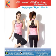Ensemble de yoga de service OEM de vêtements de sport dans des pantalons de yoga pour femmes de remise en forme / leggings de soutien-gorge de sport